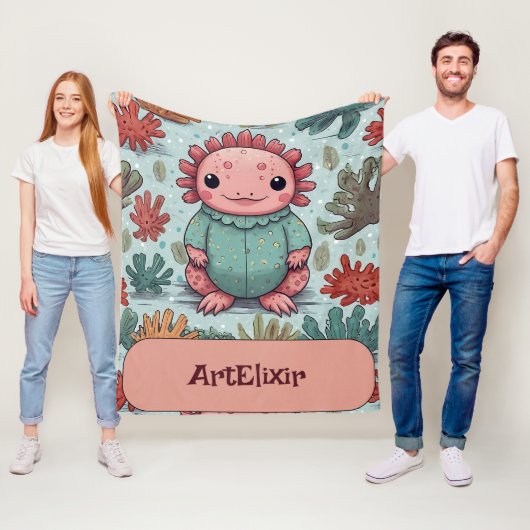 Axolotl Grappige Unieke Print Fleece Deken (In situ)