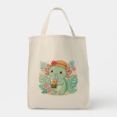Axolotl groene boodschappentassen tote bag (Achterkant)