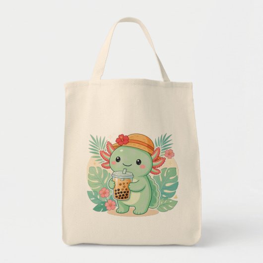 Axolotl groene boodschappentassen tote bag (Voorkant)