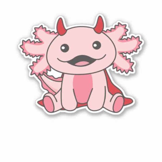 Axolotl Halloween Cute Devil Kinderen Witches Cost Sticker (Voorkant)