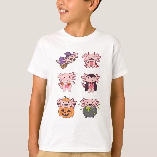 Axolotl Halloween Devil Pumpkin Vampire Costuum T-shirt (Voorkant)