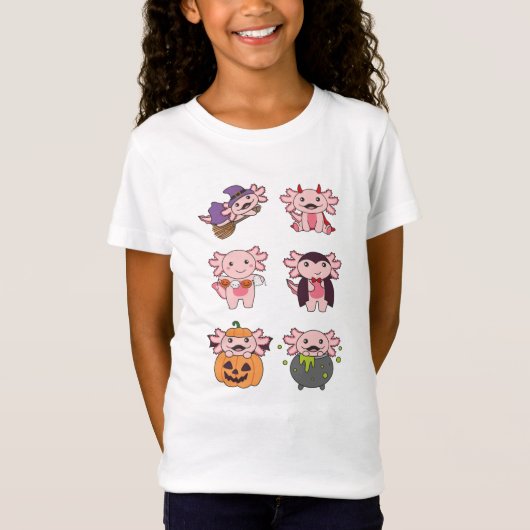 Axolotl Halloween Devil Pumpkin Vampire Costuum T-shirt (Voorkant)