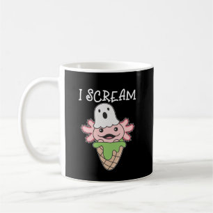 Axolotl Halloween Ghost I Scream Ice Pun Koffiemok