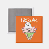 Axolotl Halloween Ghost I Scream Ice Pun Magneet (Voorkant / Achterkant)