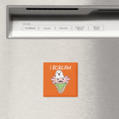 Axolotl Halloween Ghost I Scream Ice Pun Magneet (Insitu (Vaatwasser))
