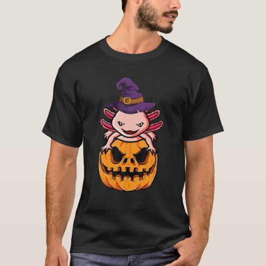Axolotl Halloween kostuum met pompoen T-shirt (Voorkant)