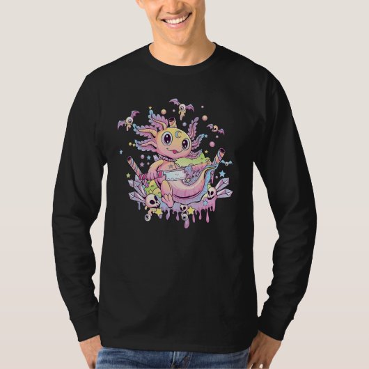 Axolotl Halloween Skull Creepy Axolotl Pastel Goth T-shirt (Voorkant)