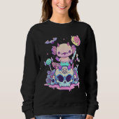Axolotl Halloween Skull Creepy Axolotl Pastel Goth Trui (Voorkant)