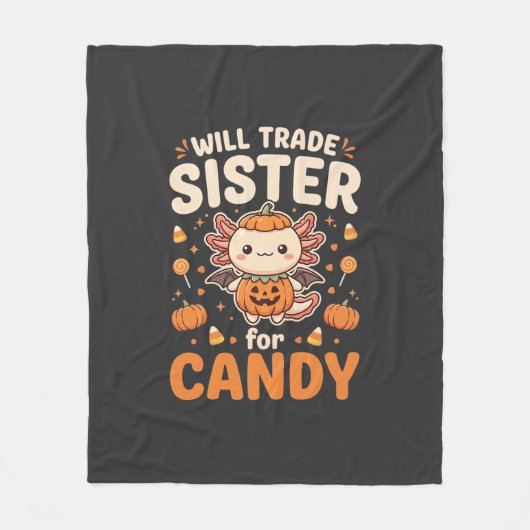 Axolotl Halloween snoep handel vector ontwerp_1 Fleece Deken (Voorkant)