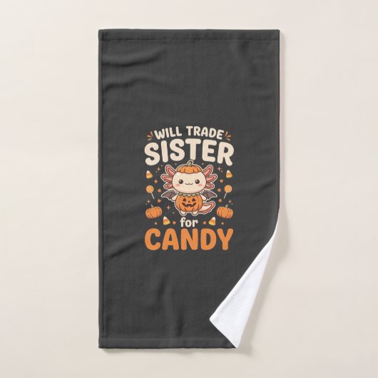 Axolotl Halloween snoep handel vector ontwerp_1 Handdoek (Handdoek)