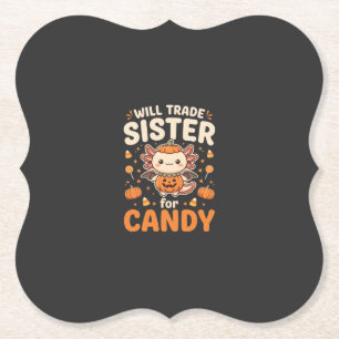 Axolotl Halloween snoep handel vector ontwerp_1 Kartonnen Onderzetters