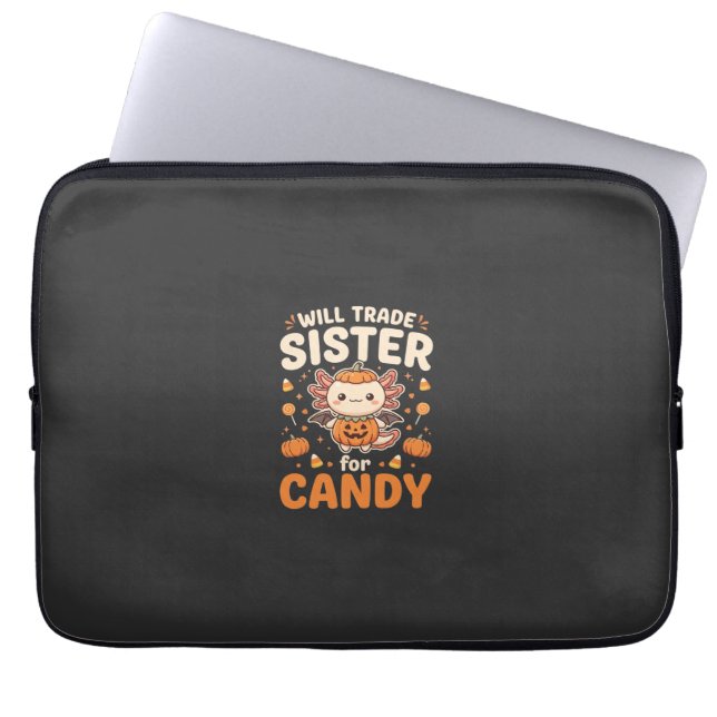 Axolotl Halloween snoep handel vector ontwerp_1 Laptop Sleeve (Voorkant)