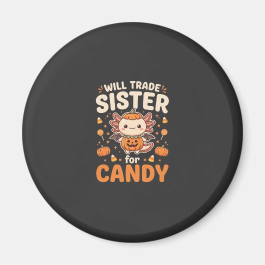 Axolotl Halloween snoep handel vector ontwerp_1 Magneet (Voorkant)