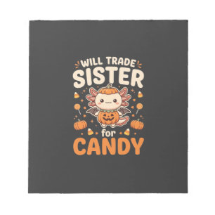 Axolotl Halloween snoep handel vector ontwerp_1 Notitieblok