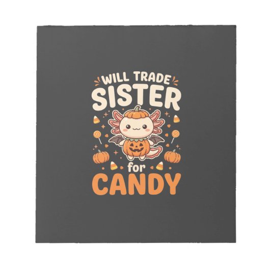 Axolotl Halloween snoep handel vector ontwerp_1 Notitieblok (Voorkant)