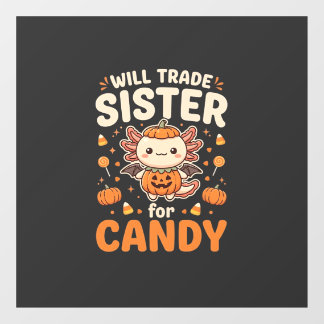 Axolotl Halloween snoep handel vector ontwerp_1 Raamsticker