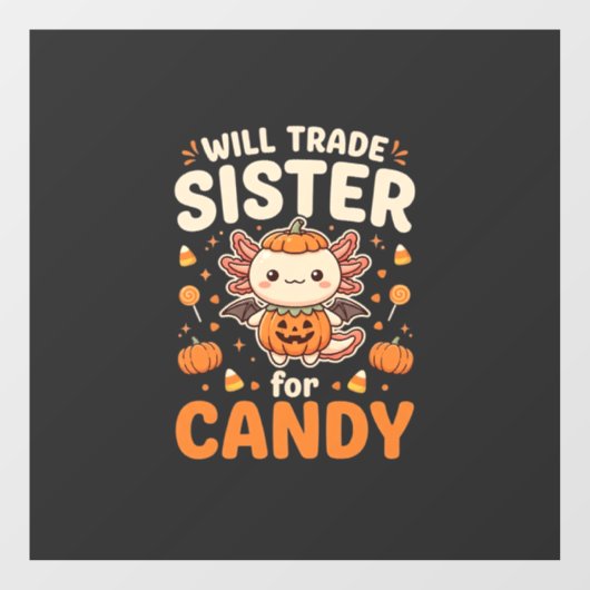 Axolotl Halloween snoep handel vector ontwerp_1 Raamsticker (Vel)