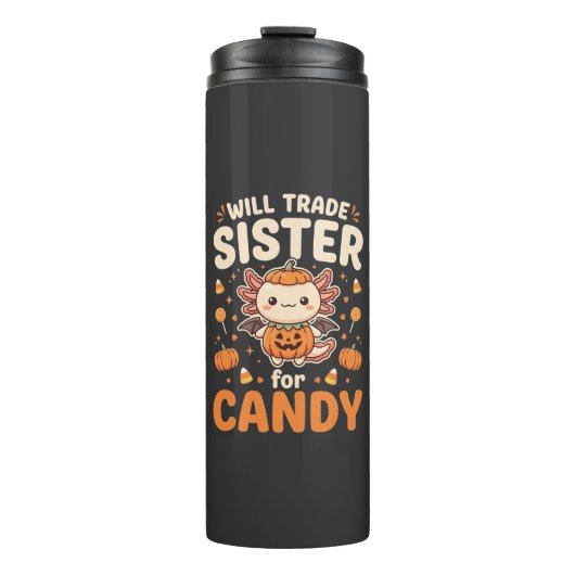 Axolotl Halloween snoep handel vector ontwerp_1 Thermosbeker (Voorkant)