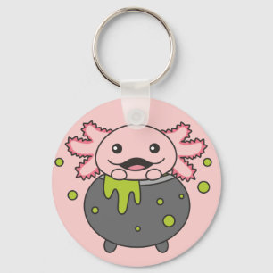 Axolotl Happy Halloween Cauldron Bat Sleutelhanger