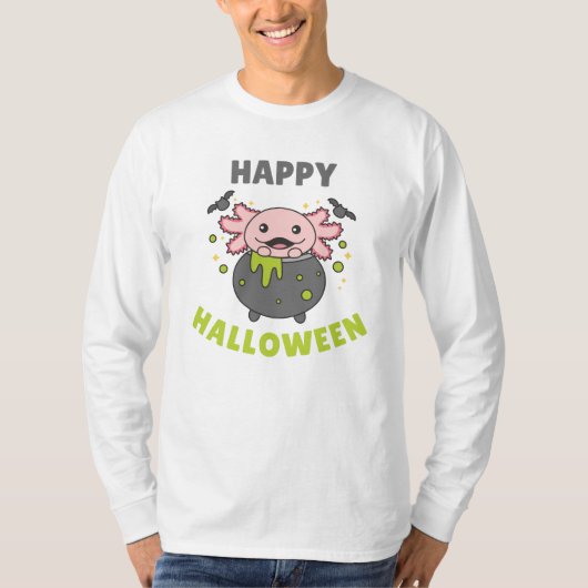Axolotl Happy Halloween Cauldron Bat T-shirt (Voorkant)