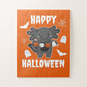 Axolotl Happy Halloween Pumpkin Bat Costume Legpuzzel
