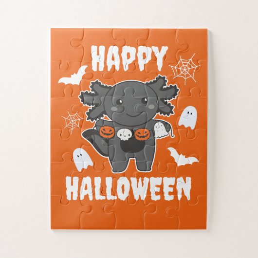 Axolotl Happy Halloween Pumpkin Bat Costume Legpuzzel (Verticaal)