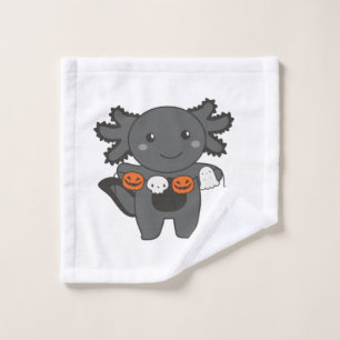 Axolotl Happy Halloween Pumpkin Bat Costume Washandje