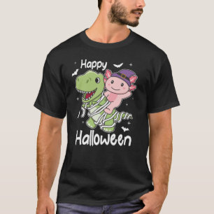 Axolotl Happy Halloween T-rex Mummy Costume T-shirt