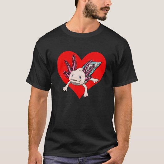 Axolotl Hart Dier Vrouwen Mexicaanse Vis Amfibie T-shirt (Voorkant)