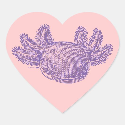 Axolotl Hart Stickers - PAARS & ROZE - 20 Vellen (Voorkant)