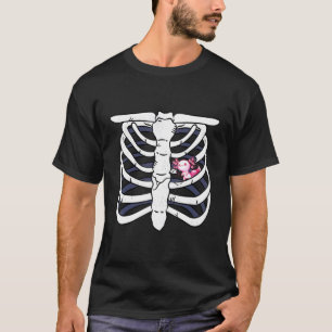 Axolotl Heart Fan Skeleton Chest Costuum Carneval T-shirt