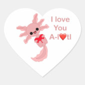 Axolotl Heart Sticker van valentijns (Voorkant)