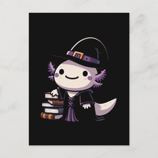 Axolotl Heks - Schattig Halloween Briefkaart (Voorkant)