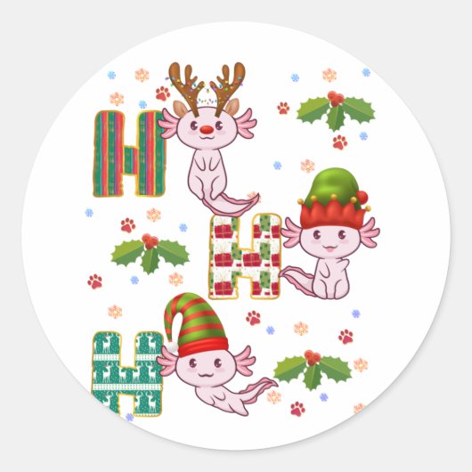Axolotl Ho Ho Merry Kerstmis Novelty Ronde Sticker (Voorkant)