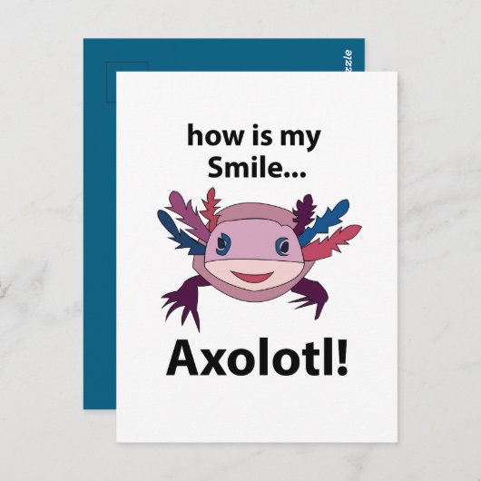 Axolotl Hoe is mijn glimlach grappig Axolotl Briefkaart (Voorkant / Achterkant)