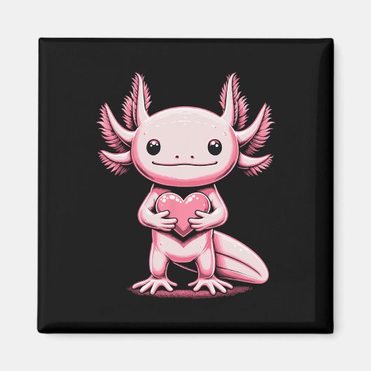 Axolotl Holding Heart Valentine's Day Cute Valenti Magneet (Voorkant)