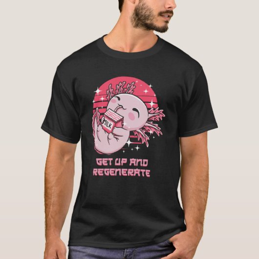 Axolotl-Humor Salamander opstaan en herstellen T-shirt (Voorkant)