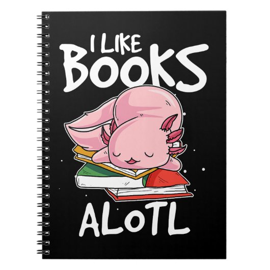 Axolotl I like Books Alotl Funny Animal Reading 34 Notitieboek (Voorkant)