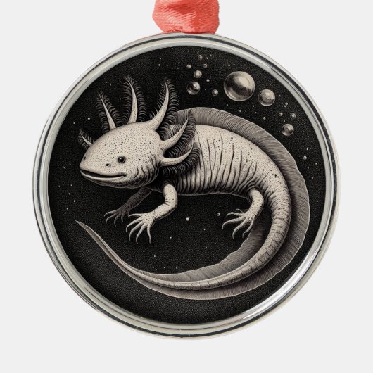 Axolotl  Illustratie Metalen Ornament (Voorkant)