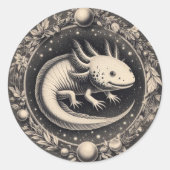 Axolotl  Illustratie Natuurgeschiedenis Ronde Sticker (Voorkant)