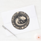 Axolotl  Illustratie Natuurgeschiedenis Ronde Sticker (Envelop)
