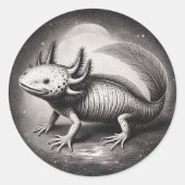 Axolotl  Illustratie Natuurgeschiedenis Ronde Sticker (Voorkant)