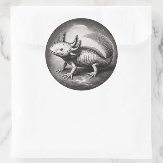 Axolotl  Illustratie Natuurgeschiedenis Ronde Sticker (Tas)
