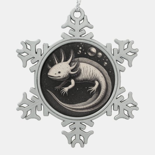 Axolotl  Illustratie Tin Sneeuwvlok Ornament (Voorkant)