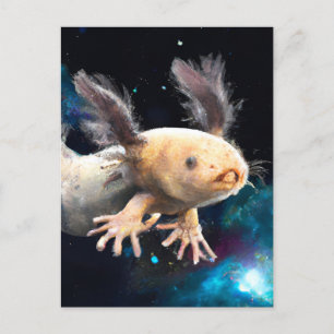 Axolotl in de ruimte briefkaart