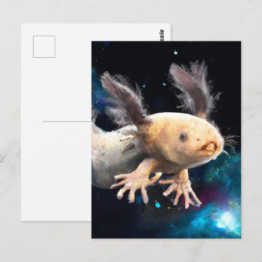 Axolotl in de ruimte briefkaart (Voorkant / Achterkant)