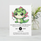Axolotl in Dragon Hat Birthday Kaart (Staand voorkant)