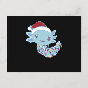 Axolotl in Fairy Licht Funny Animal Kerstmis Briefkaart