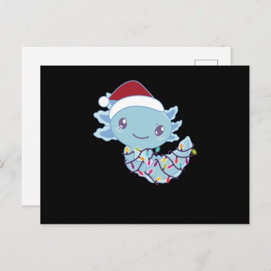 Axolotl in Fairy Licht Funny Animal Kerstmis Briefkaart (Voorkant / Achterkant)