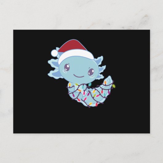 Axolotl in Fairy Licht Funny Animal Kerstmis Briefkaart (Voorkant)